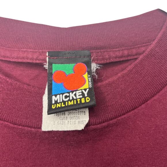 Vintage Burgundy Mickey Mouse American Classic Pluto Disney World Tshirt Size XL - Picture 2 of 6